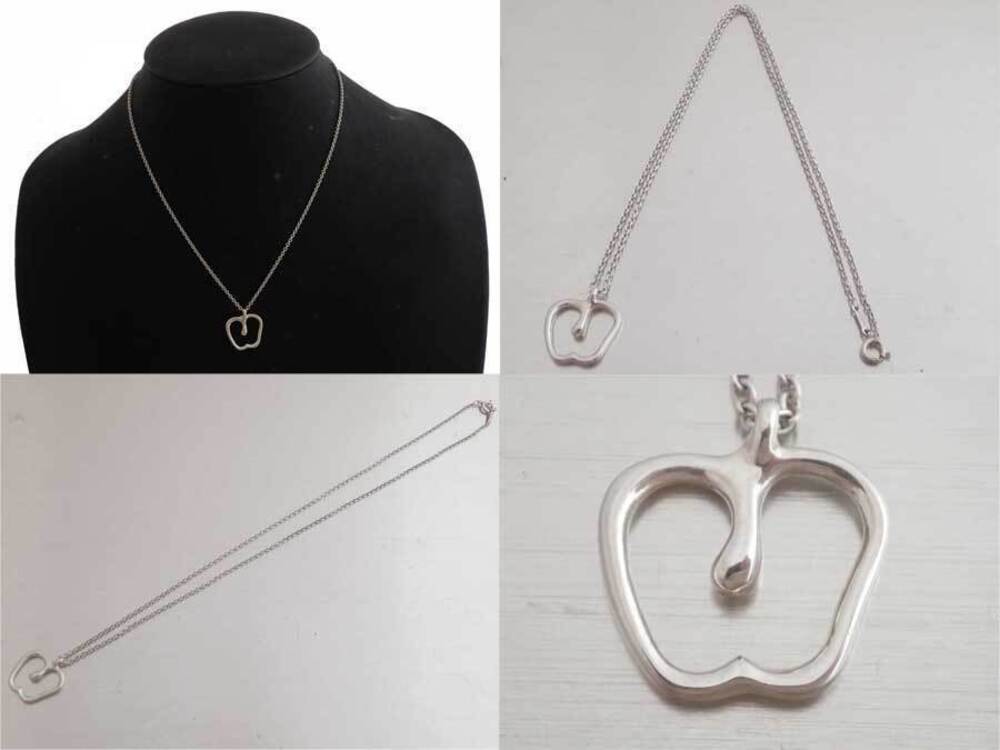 Tiffany Co Necklace Apple Motif Silver Pendant Chain Silver